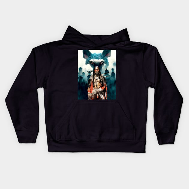National Native American Heritage Month: "The Strength of the Wolf is the Pack, and the Strength of the Pack is the Wolf" Osage Nation Proverb Kids Hoodie by Puff Sumo